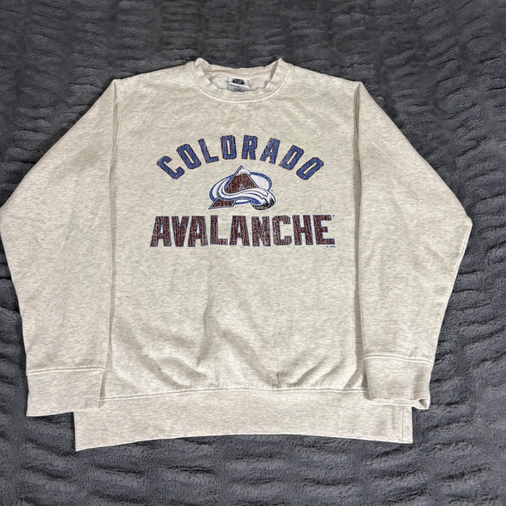 NHL Colorado Avalanche Heather Gray Crewneck Sweatshirt Mens Medium AQ213